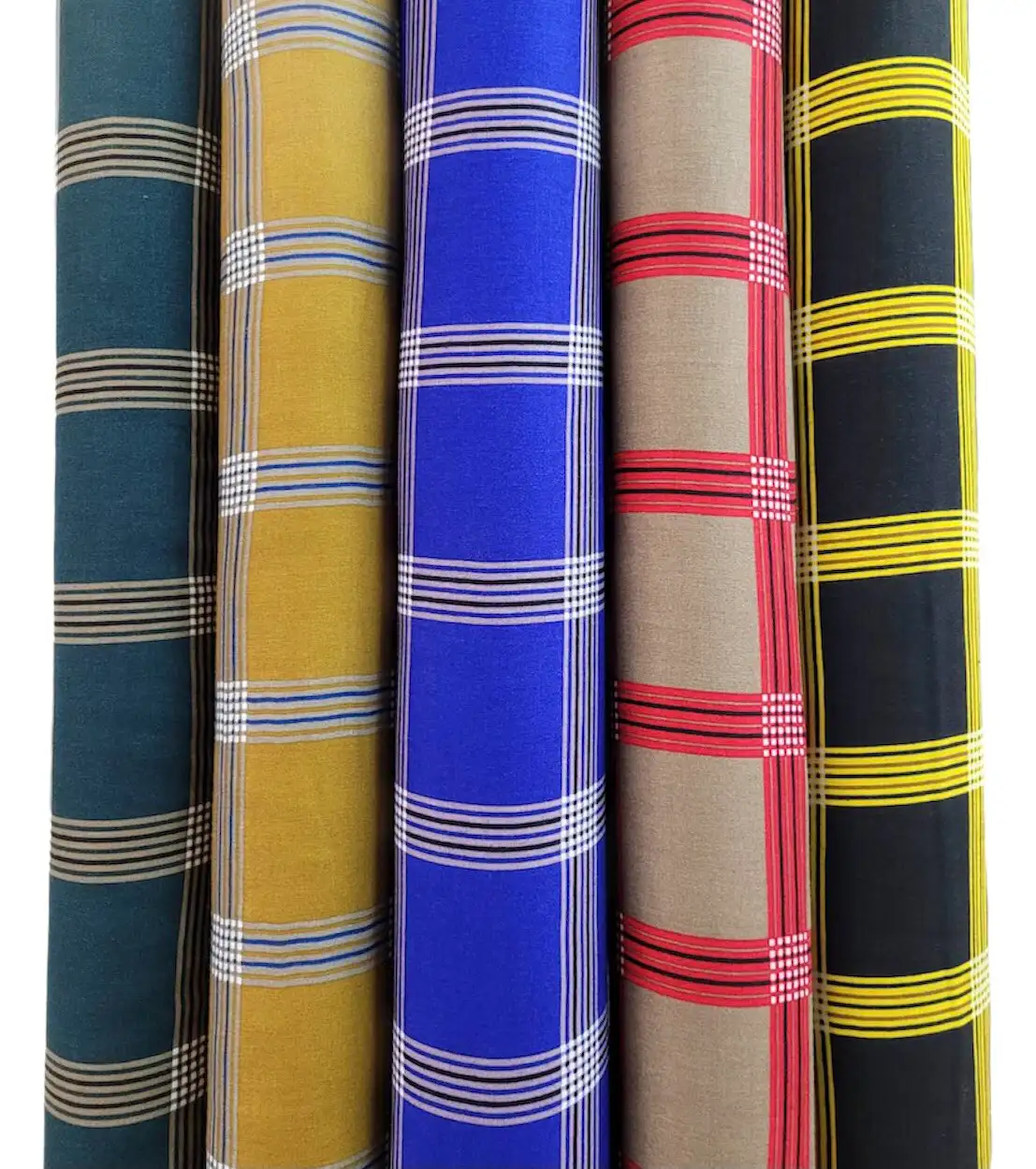 Stripes and Dots10 Collection, all colorways shown together. A windowpane plaid built from broad solid bands crossed by fine multi-line stripe clusters that form open grid squares.