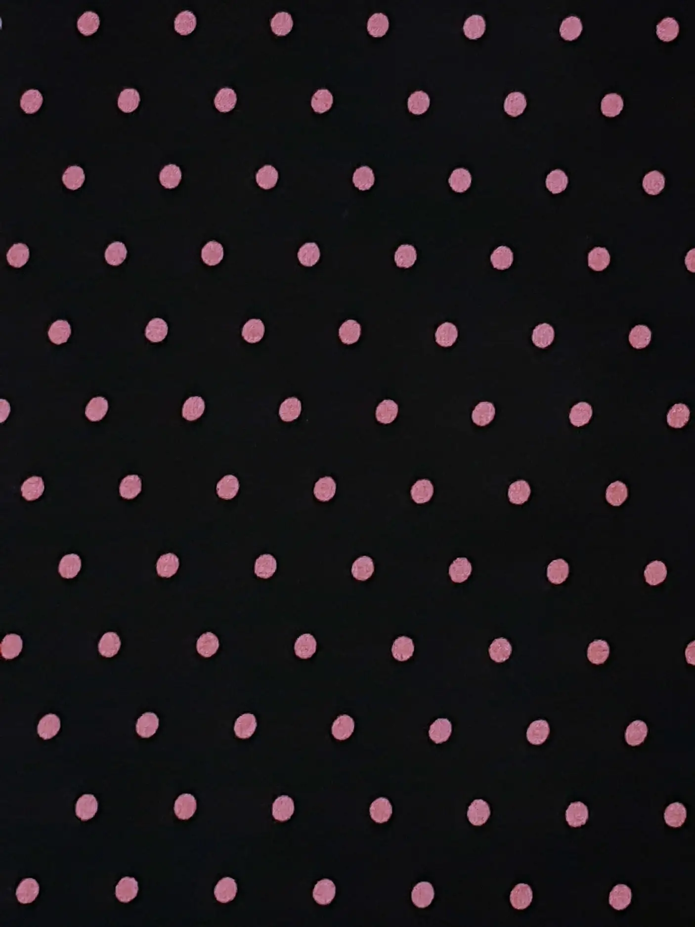 Stripes and Dots16 Collection in Black Pink Dots. Black ground with rows of soft pink polka dots, evenly spaced.