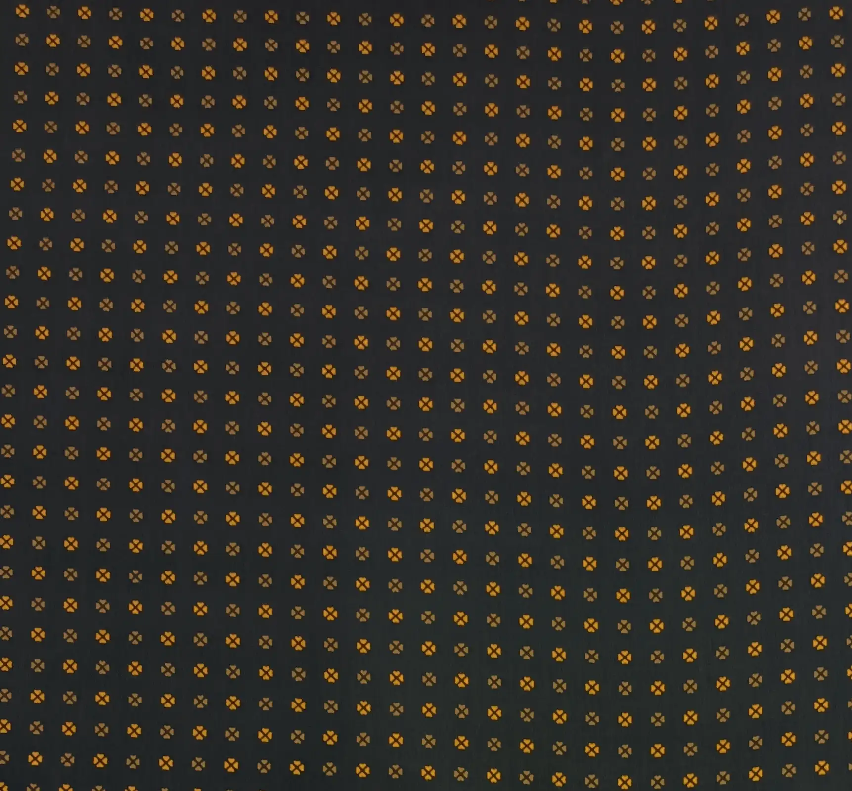 Geometric3 Collection in Brown. Tan ground with circles crossed in cocoa and olive, scattered green and white flower dots.