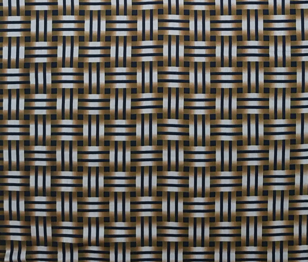 Geometric6 Collection in Dark Brown. Deep olive-brown ground with cream and tan bars woven into a dense basketweave grid.