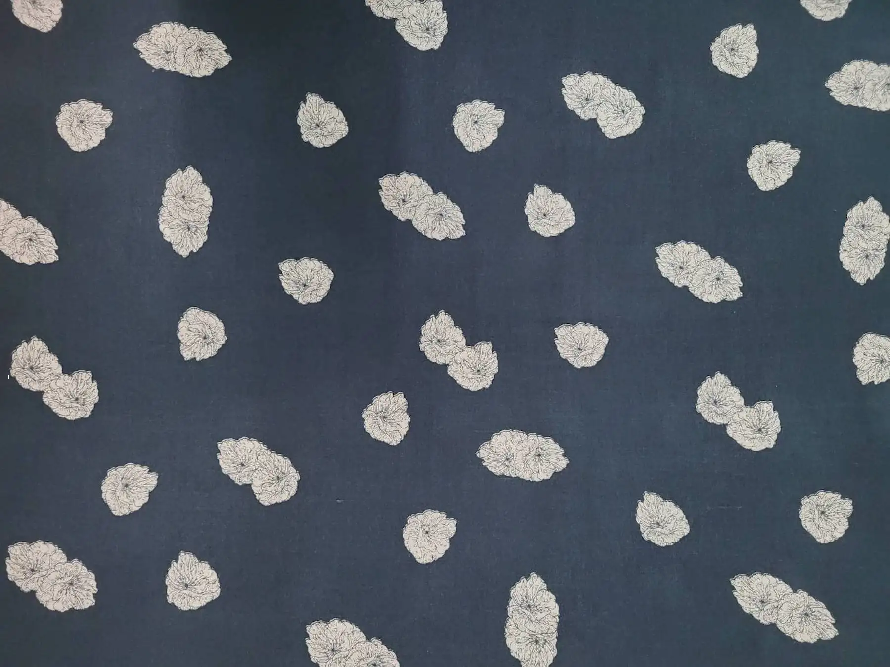 Stripes and Dots15 Collection in Green. Deep teal-green ground scattered with grey and pale sage textured puff dots.