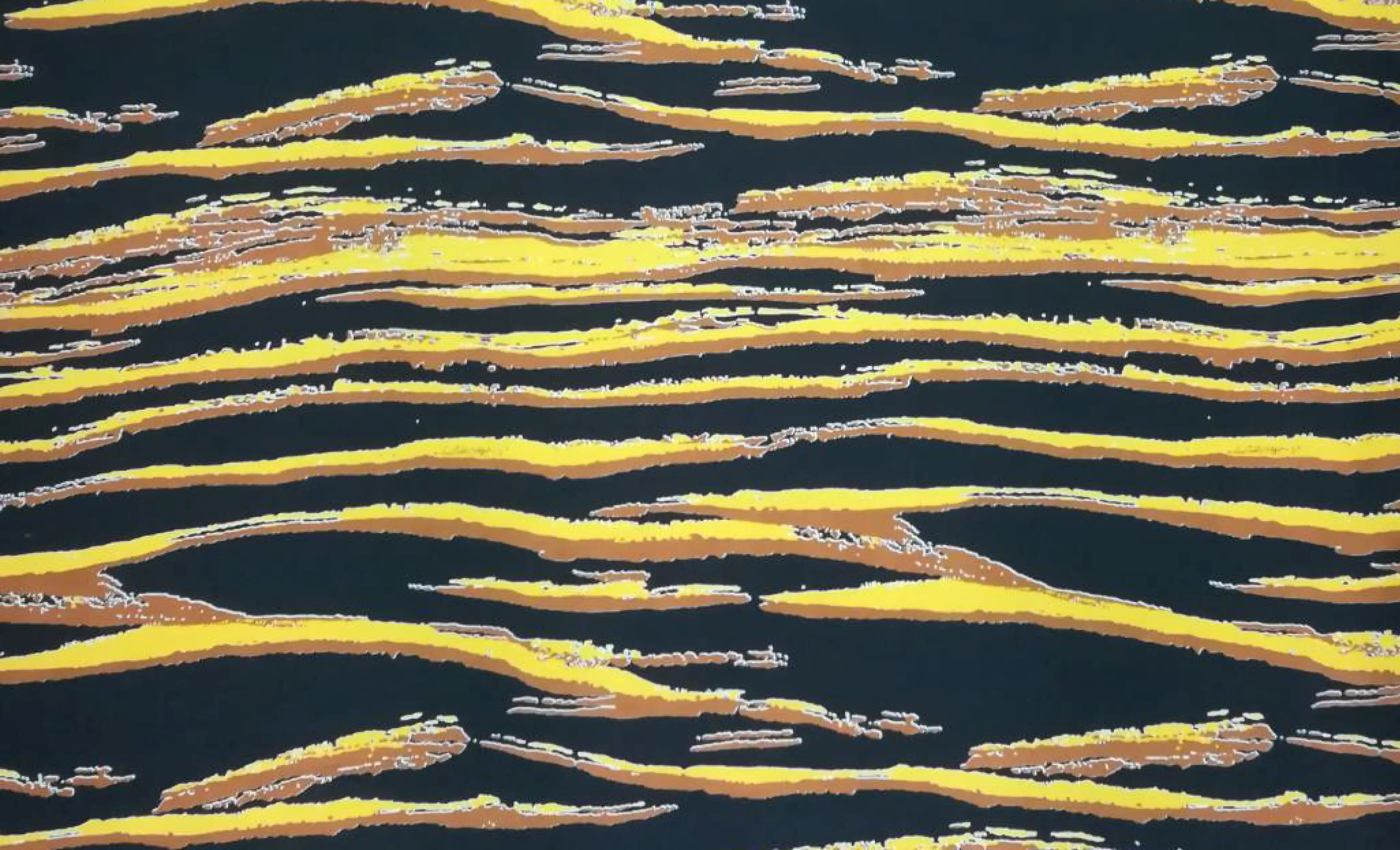 Stripes and Dots8 Collection in Black Yellow. Deep black background layered with torn stripes of tan, beige, and bright white edging.