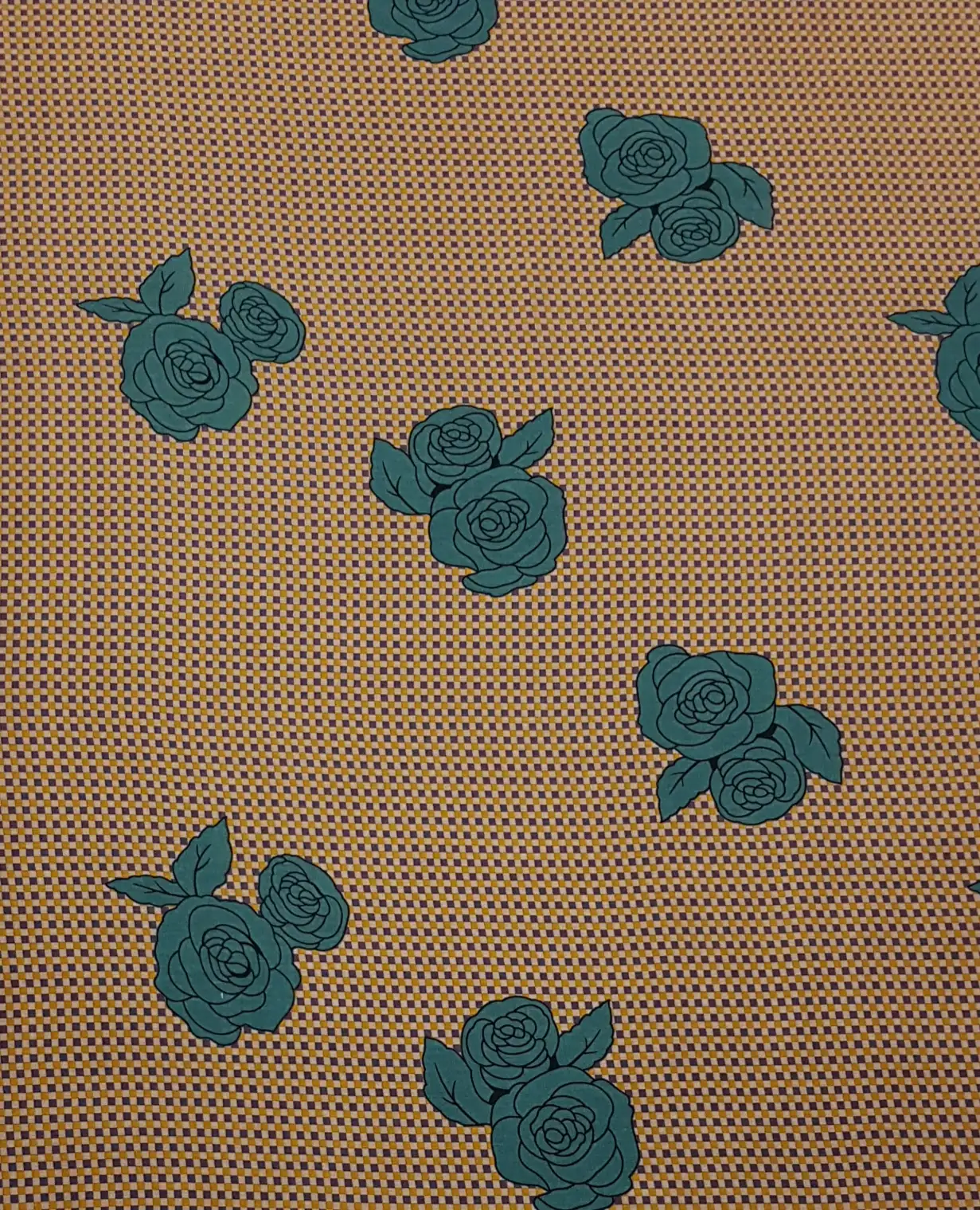Floral13 Collection in Cream. Pale gray speckled ground carrying bright purple roses with darker plum shading and outlines.