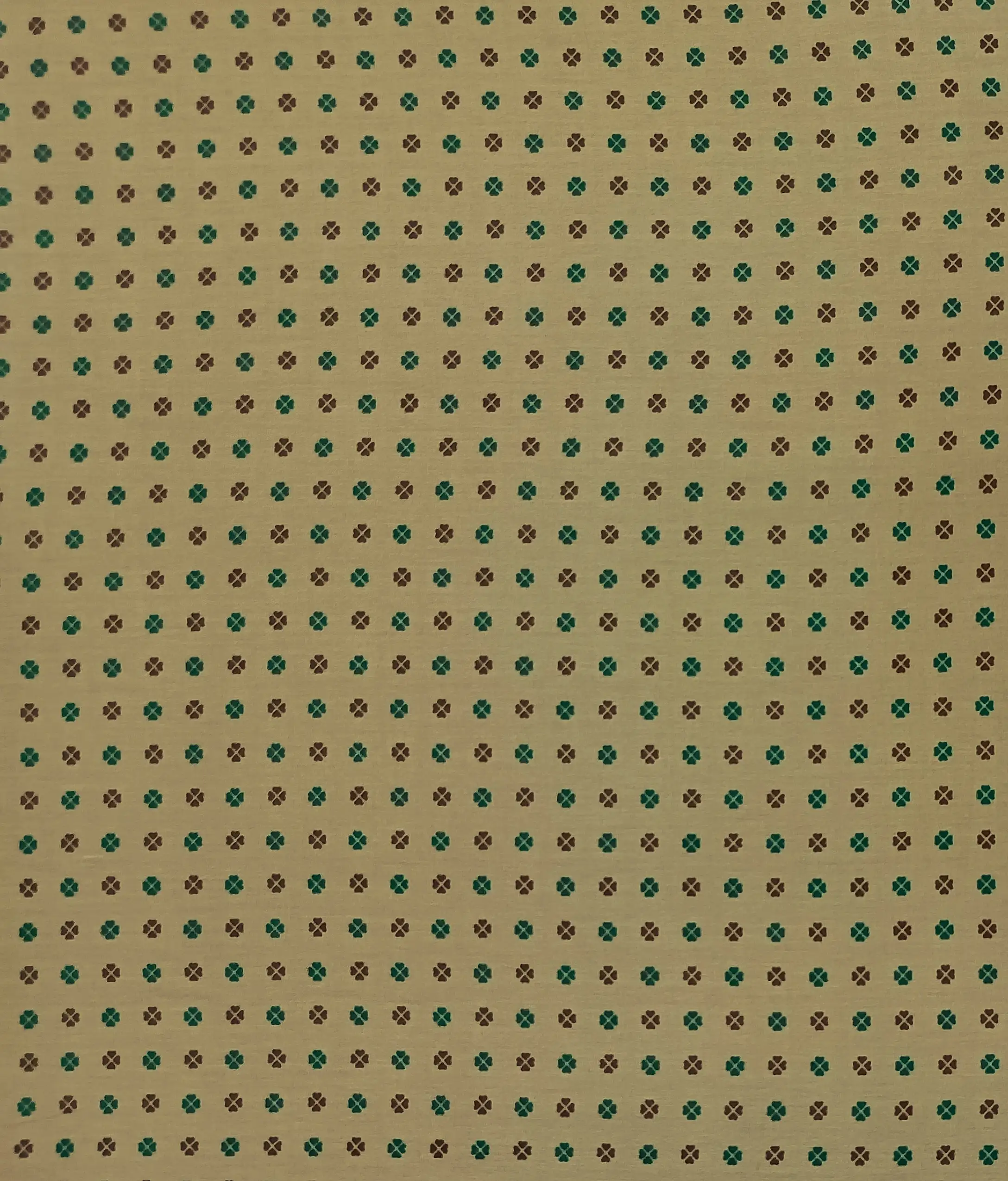 Geometric3 Collection in Cream. Warm beige background carrying brown-rimmed circles, emerald petal clusters, and pale cream specks.