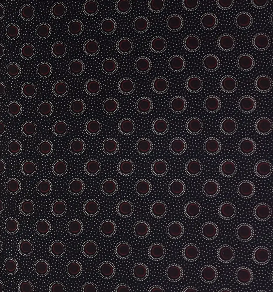 Stripes and Dots18 Collection in Dark Brown. Deep espresso-brown ground scattered with tan and cream ringed dots in soft beige tones.