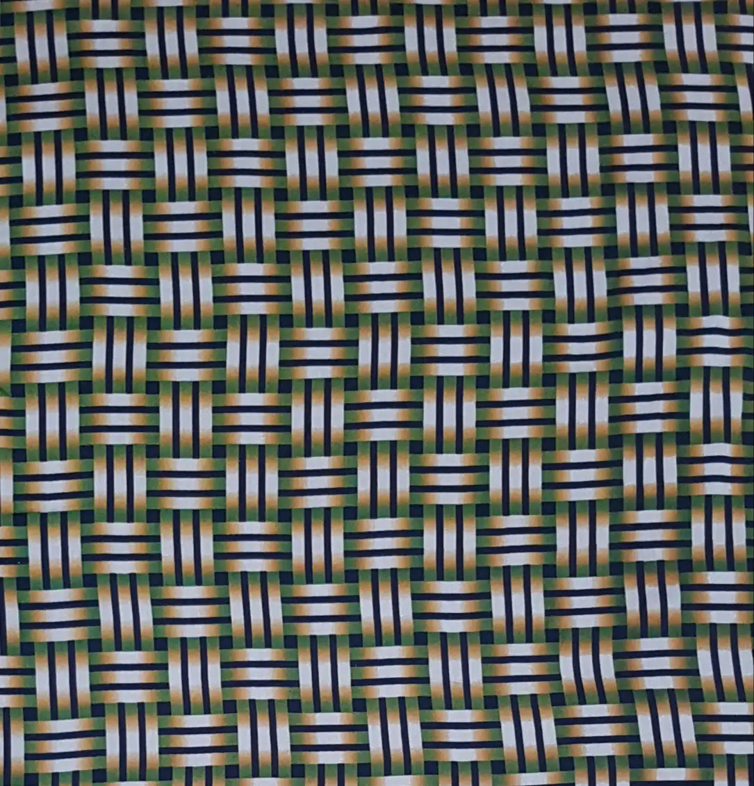 Geometric6 Collection in Green. Dark forest green ground laced with ivory and pale yellow strokes forming the checkered weave.