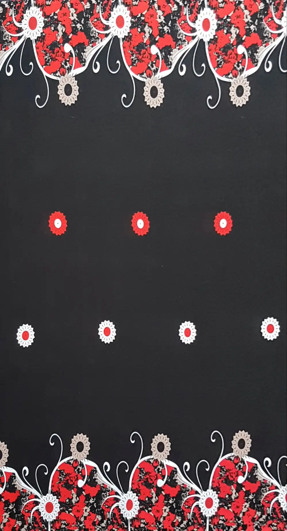 Floral21 Collection in Red. Black field carrying a crimson paint-spattered border with a white bloom over a red center.