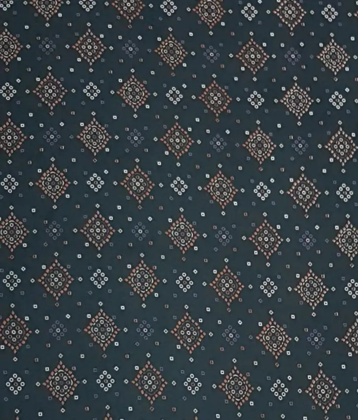 Geometric12 Collection in Green. Dark teal-green ground carrying pale ivory and grey diamonds with soft blue-grey accents.