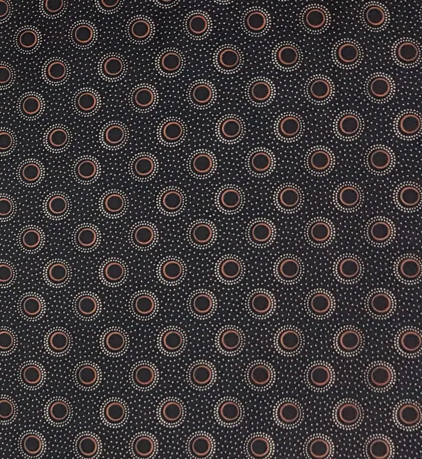 Stripes and Dots18 Collection in Light Brown. Dusty rose-tan ground patterned with brown-outlined circles and creamy ivory dot centers.