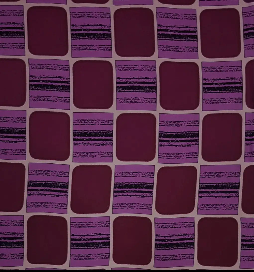 Geometric10 Collection in Pink. Deep magenta and pink blocks over berry ground, edged with tan and scratchy black stripe bands.