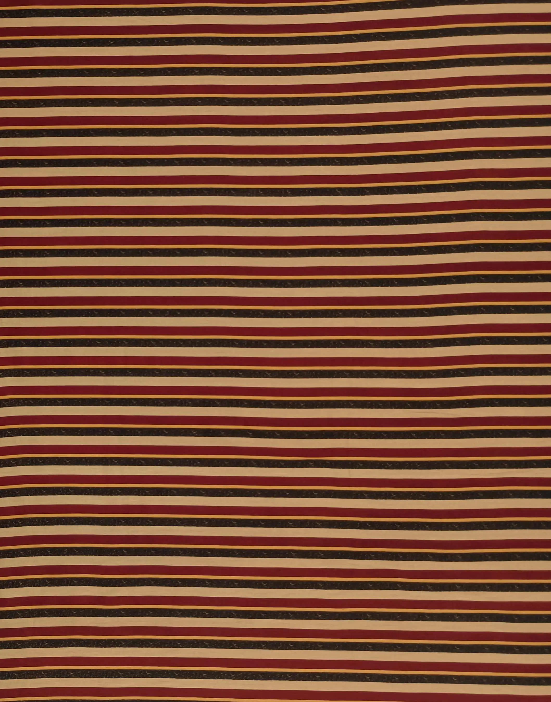 Stripes and Dots1 Collection in Red. Crimson and tan stripes layer over a black speckled ground, separated by thin golden-yellow lines.