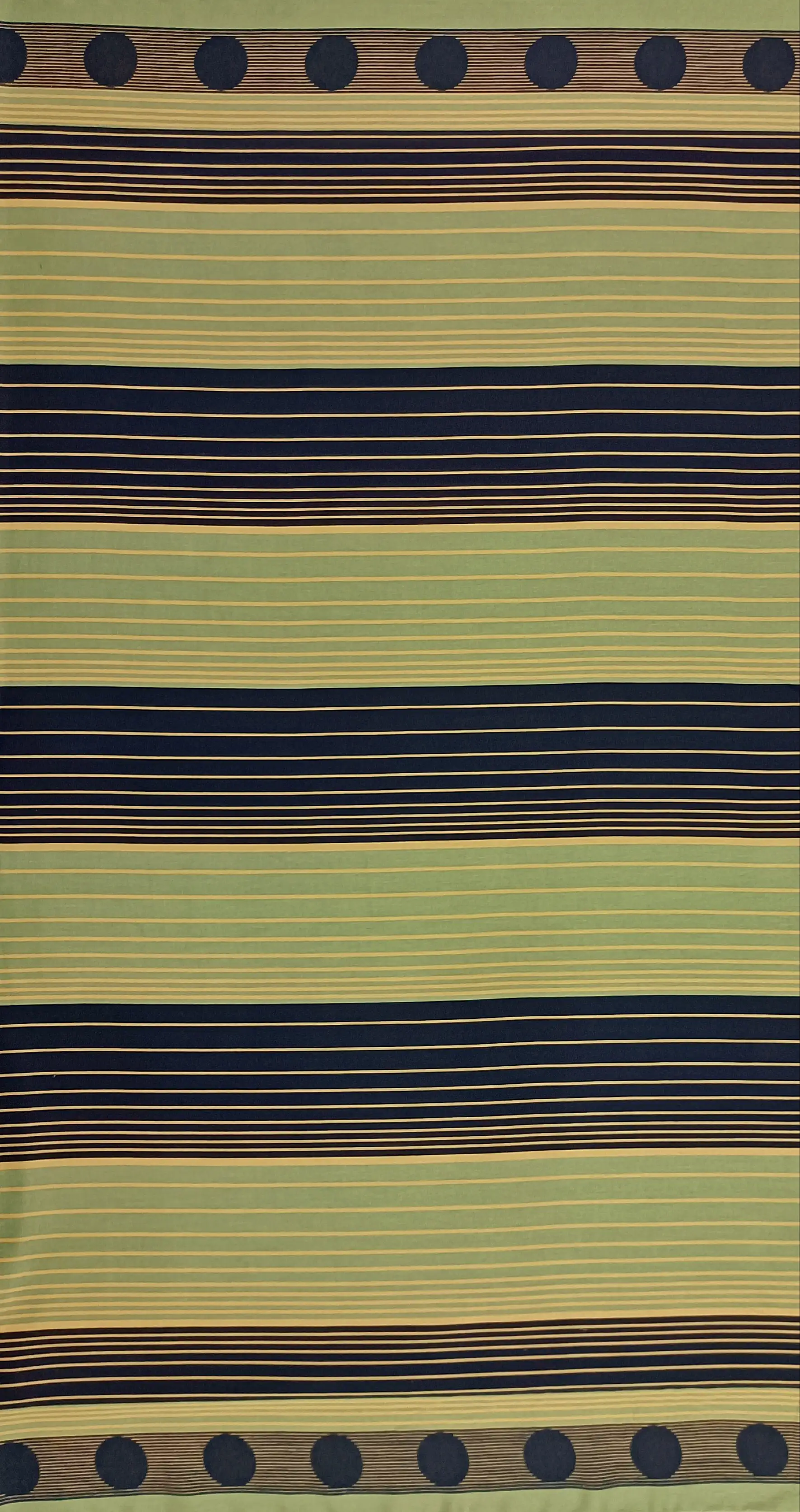 Stripes and Dots5 Collection in Green. Muted sage-green ground with charcoal stripes, ivory pinstripes, and soft beige dots.