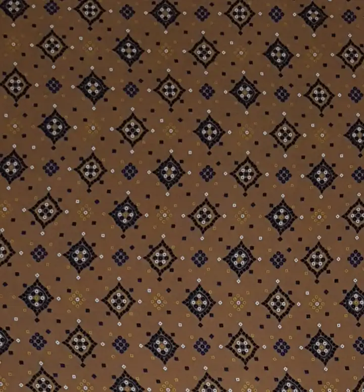 Geometric12 Collection in Light Brown. Espresso-brown ground with rust-orange and tan diamond clusters dotted across a fine grid.