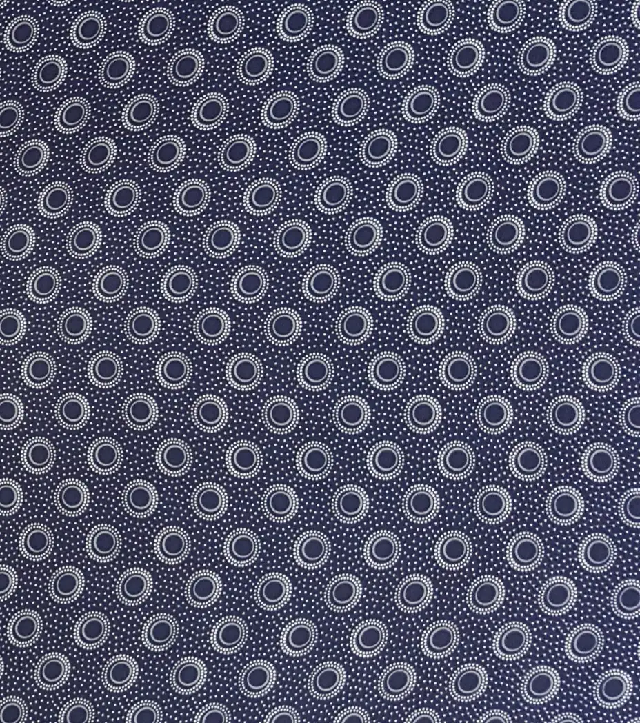 Stripes and Dots18 Collection in Navy Blue. Near-black charcoal ground carrying muted grey and taupe ringed dots in low contrast.