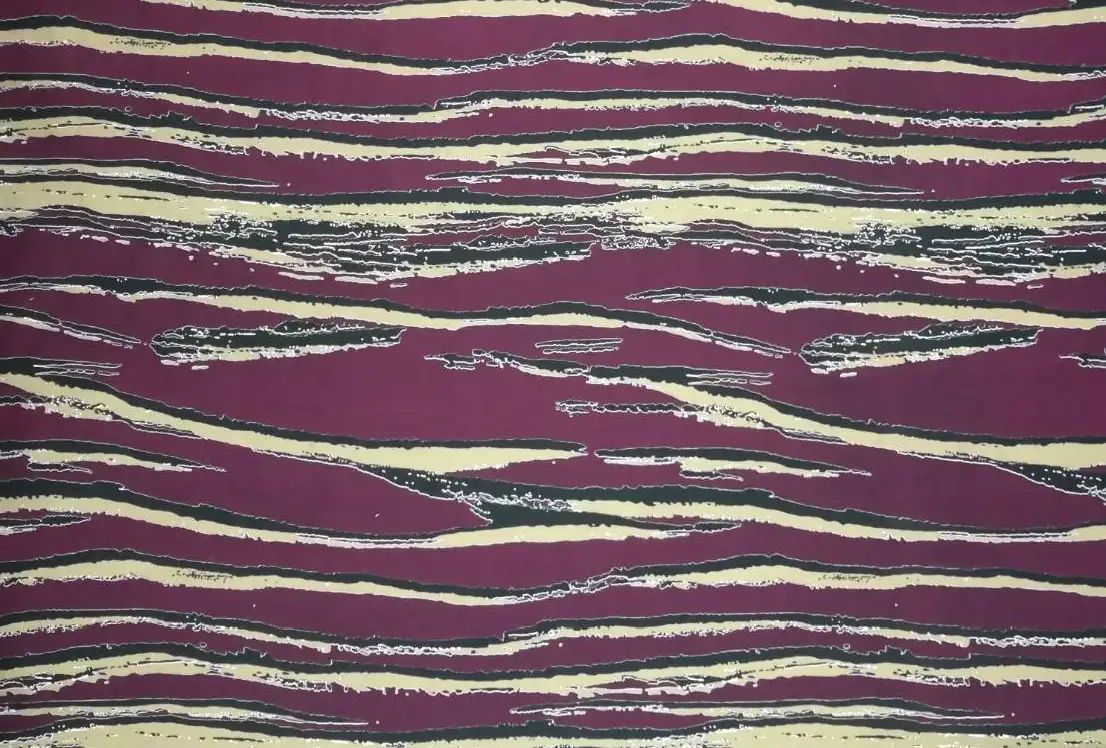 Stripes and Dots8 Collection in Purple Cream. Rich plum-purple ground banded with sandy beige and cream, trimmed in fine white speckles.