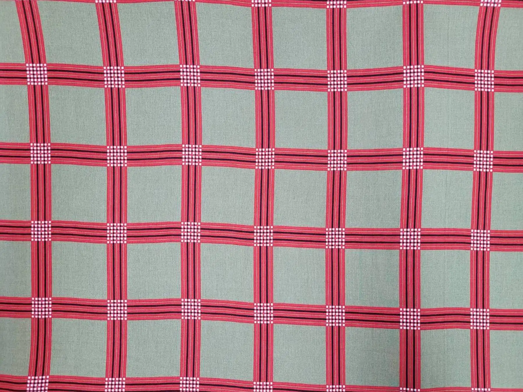Stripes and Dots10 Collection in Red. Warm taupe-beige ground with red and black line clusters plus small white dotted squares.