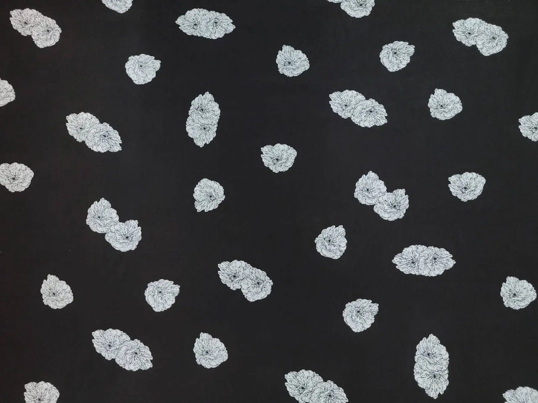 Stripes and Dots15 Collection in White. Black ground scattered with pale grey and off-white speckled puff dots.
