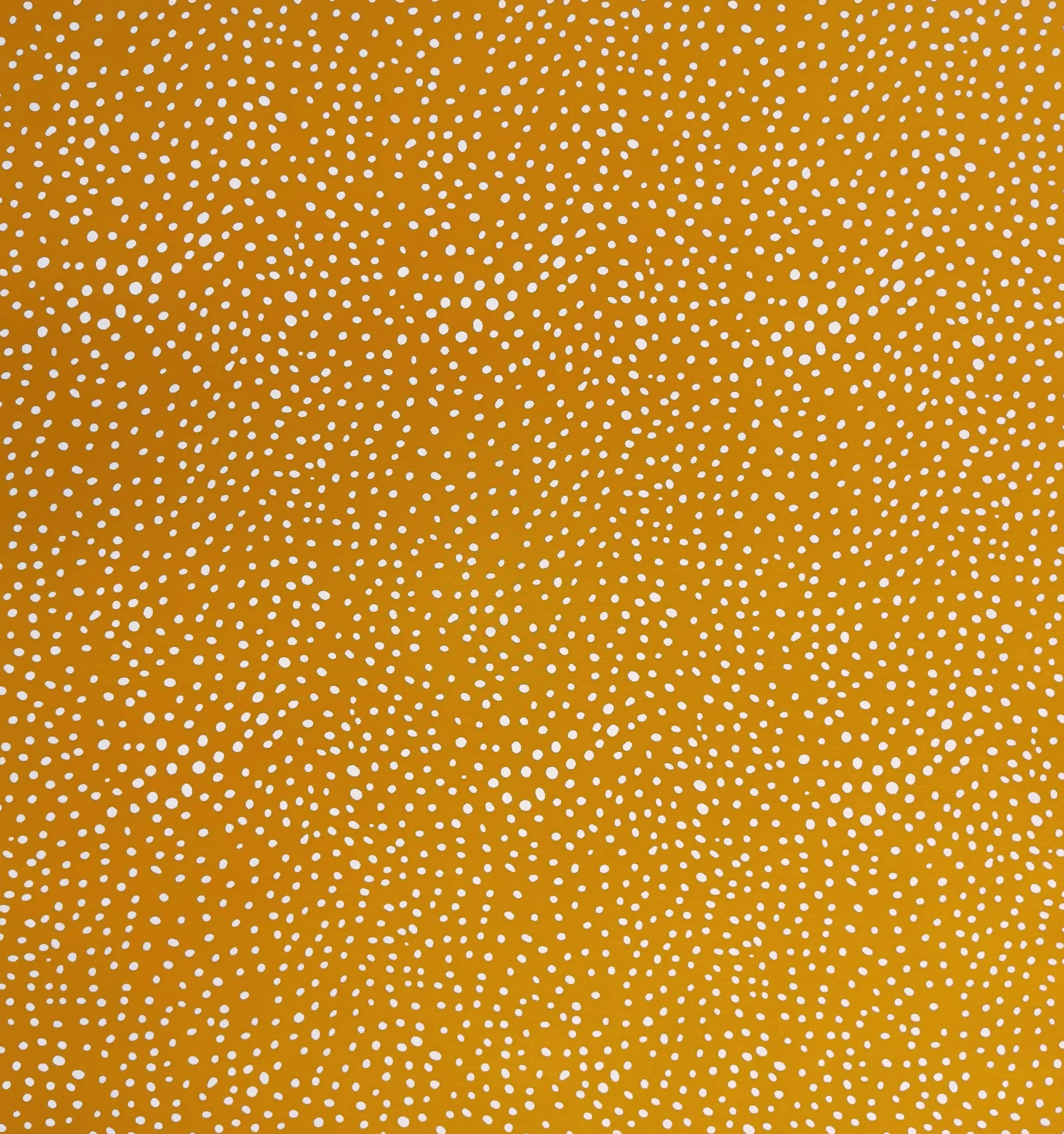 Stripes and Dots21 Collection in Yellow. Warm golden-mustard ground dotted with scattered creamy white and pale specks.