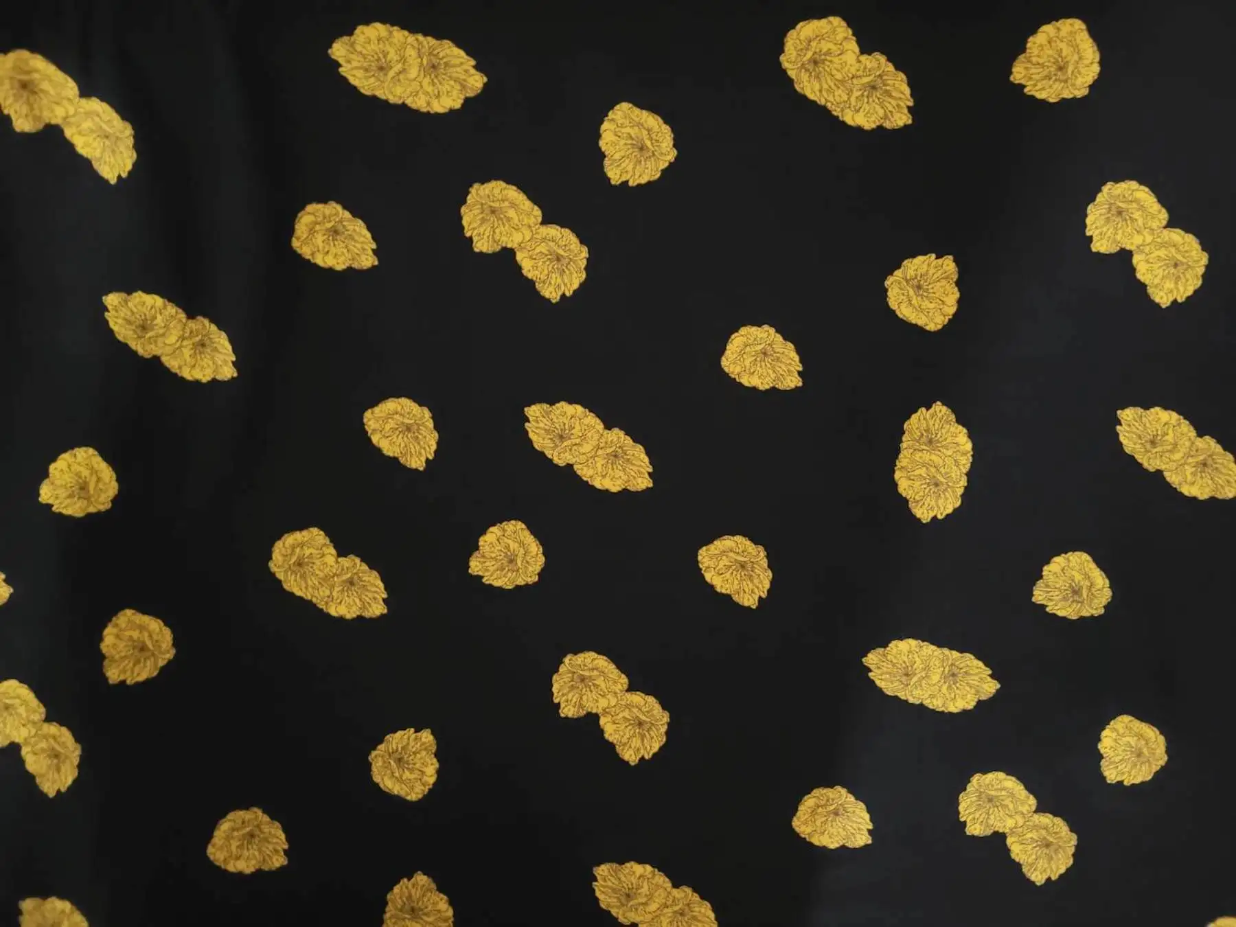 Stripes and Dots15 Collection in Yellow. Warm brown-grey ground sprinkled with sky-blue and slate textured dots.